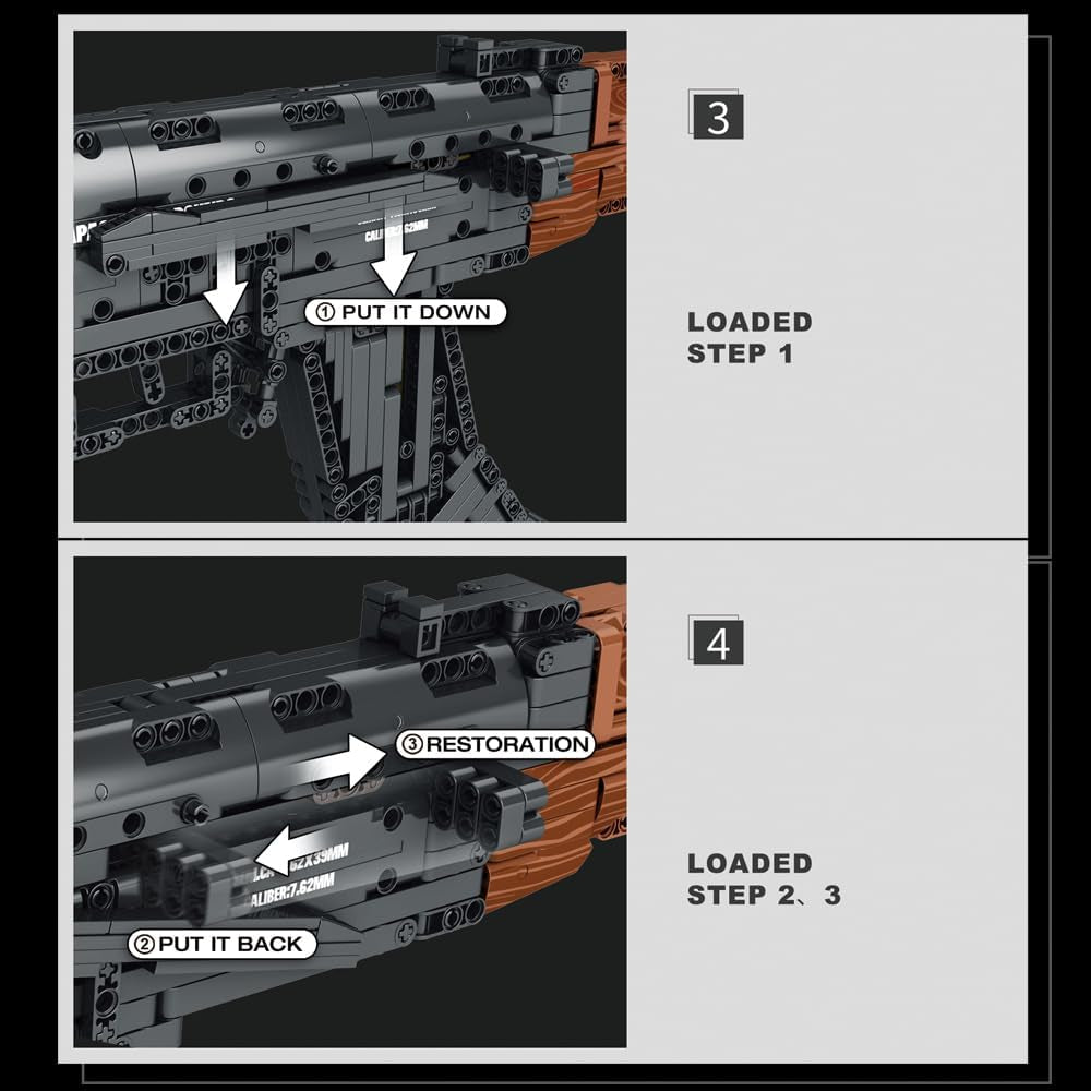 AK-47 77005 Assault Rifle Building Block, Gun Model Building Kit, 1366 PCS Building Set with Shooting Function Assault Rifle, Collectible Gun Model Builiding Set